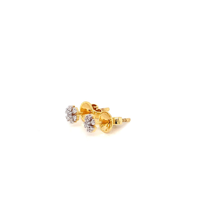 14K YG Flower Diamond Earring- 1pair
