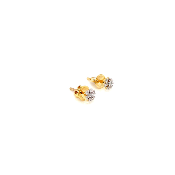 14K YG Flower Diamond Earring- 1pair