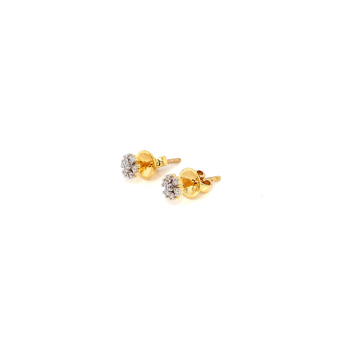 14K YG Flower Diamond Earring- 1pair