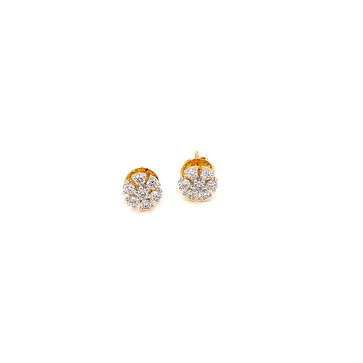 14K YG Flower Diamond Earring-1pair