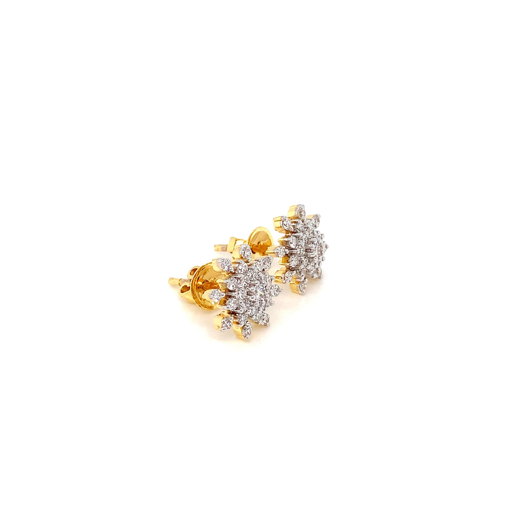 14K YG Cluster Diamond Earring- 1pair