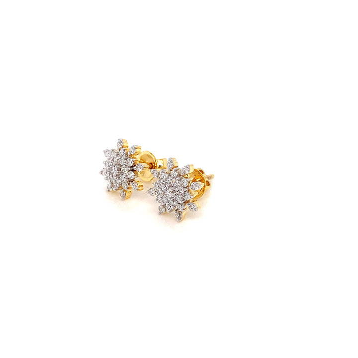 14K YG Cluster Diamond Earring- 1pair