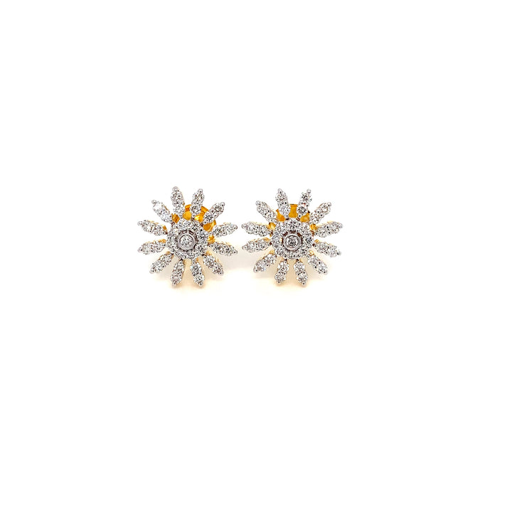 14K YG Flower Diamond Earring- 1pair