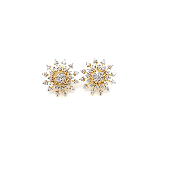 14K YG Flower Diamond Earring- 1pair