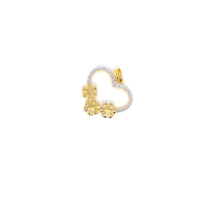 18K YG Heart Diamond Pendant-1pc