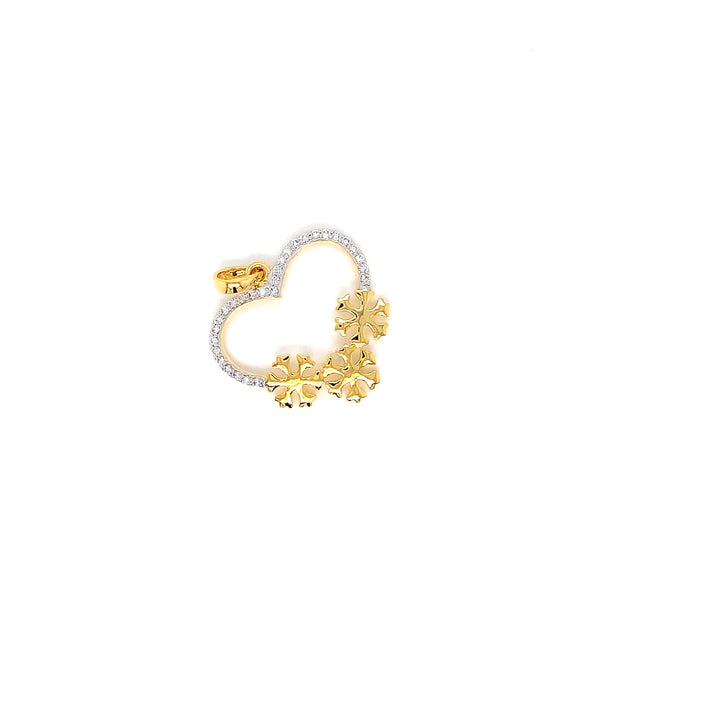 18K YG Heart Diamond Pendant-1pc