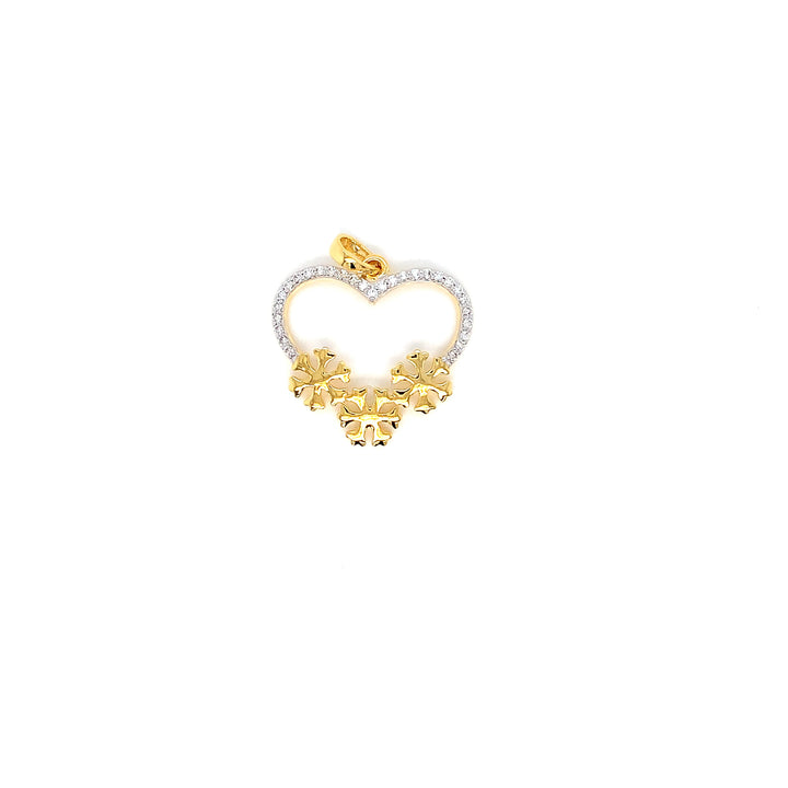 18K YG Heart Diamond Pendant-1pc