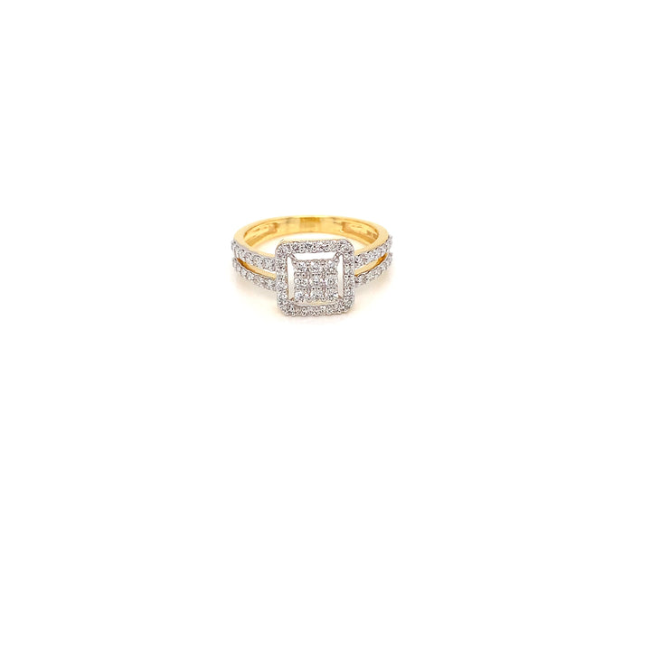 14K YG Cluster Diamond RING- 1pc