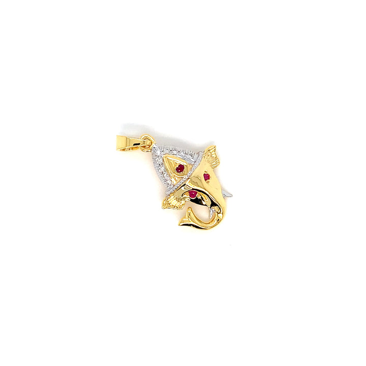 14K YG Ganesh Head Diamond with Ruby Pendant-1pc
