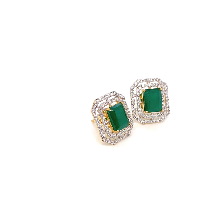 22K YG AD with Green Onyx Earring-1pair