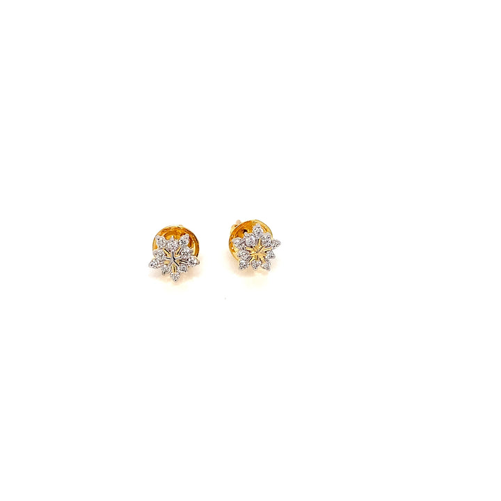 14K YG Flower Diamond Earring- 1pair