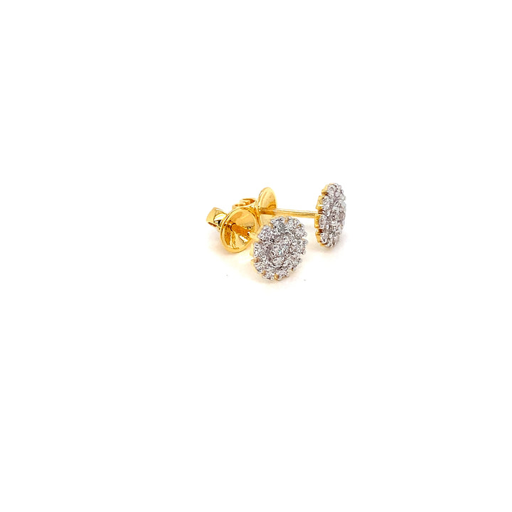14K YG Flower Diamond Earring- 1pair