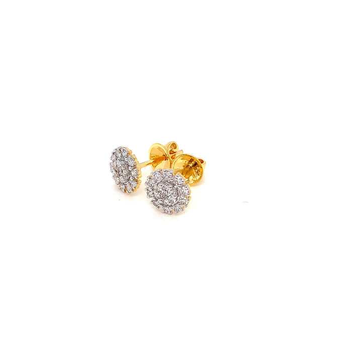 14K YG Flower Diamond Earring- 1pair