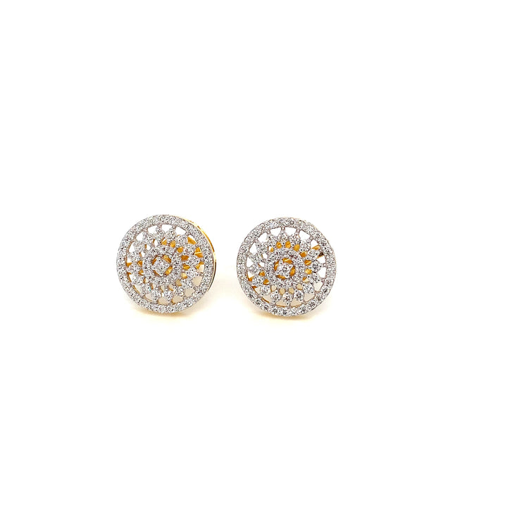 14K YG Cluster Diamond Earring- 1pair