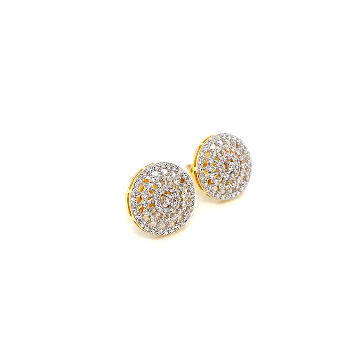 14K YG Cluster Diamond Earring- 1pair