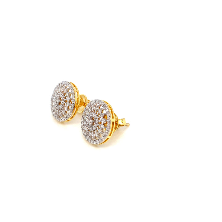14K YG Cluster Diamond Earring- 1pair