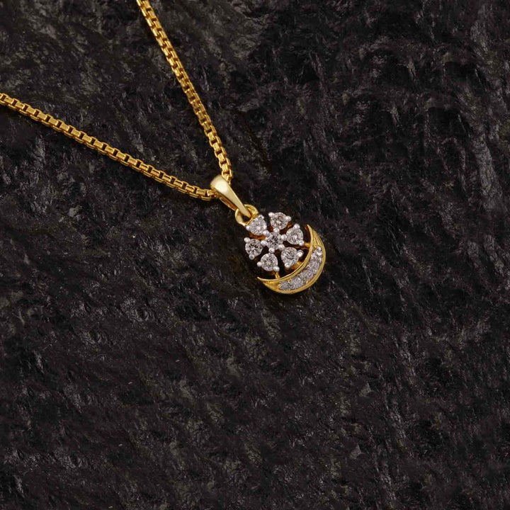 14K YG Flower Diamond Pendant-1pc NP1558
