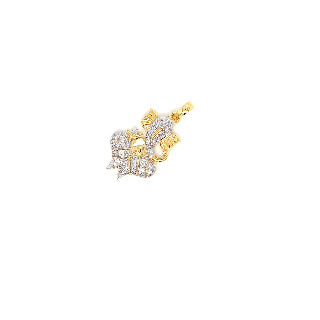 14K YG Ganesh Diamond Pendant-1pc