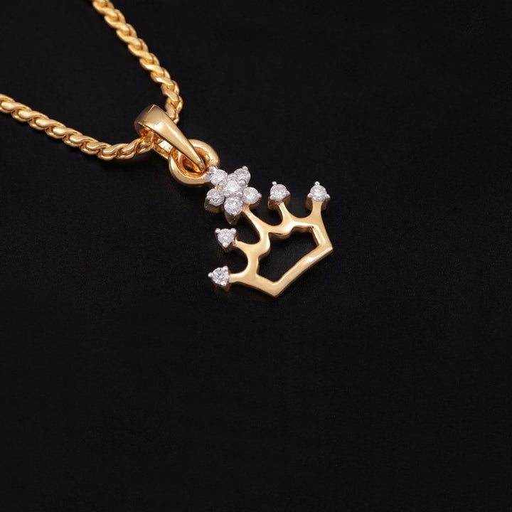 14K YG Crown Diamond Pendant- 1pc