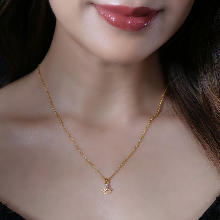 14K YG Crown Diamond Pendant- 1pc
