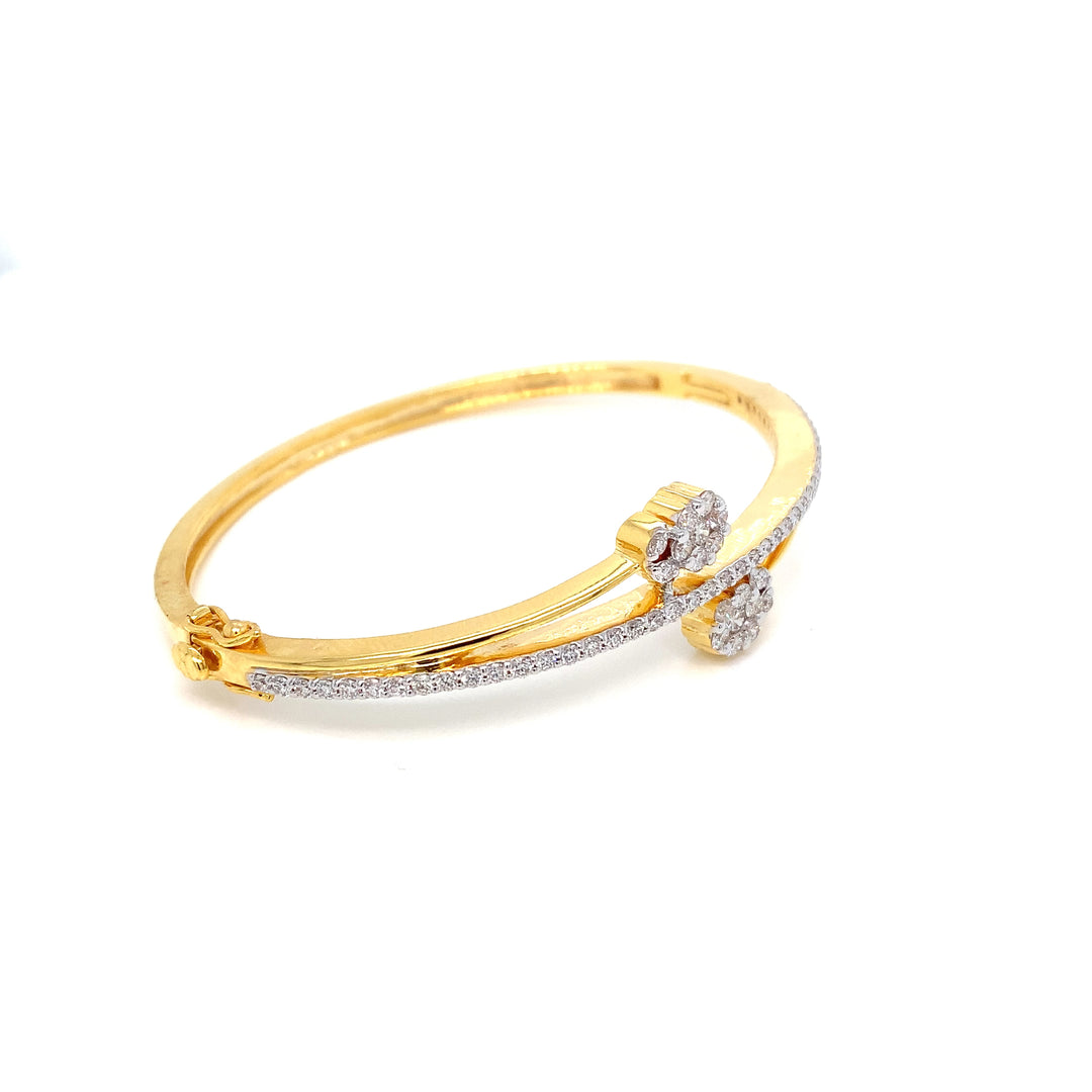 14K YG Screw Diamond Bangle- 1pc
