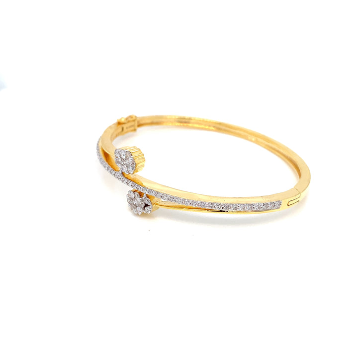 14K YG Screw Diamond Bangle- 1pc