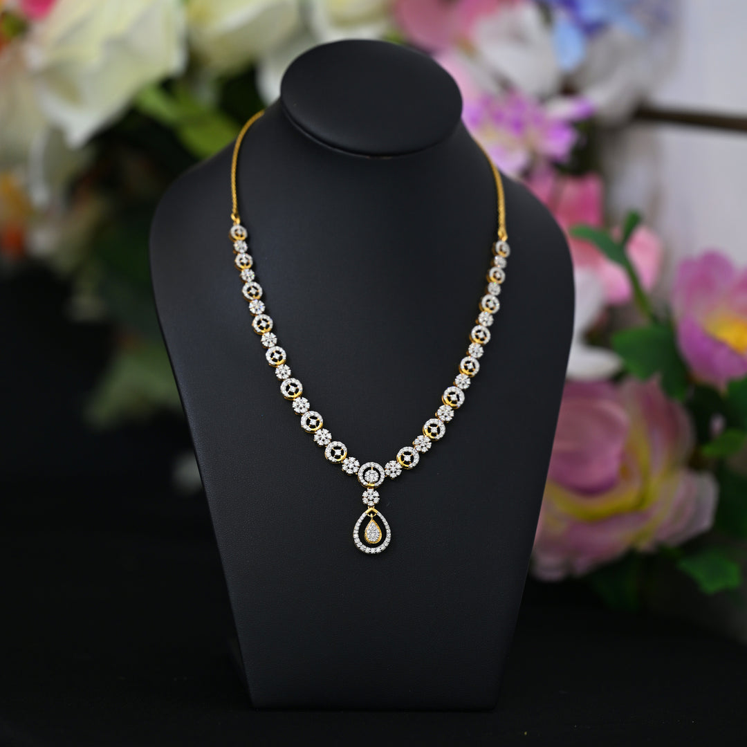 9K YG Princess Diamond Necklace with 18K Chain- 1pc