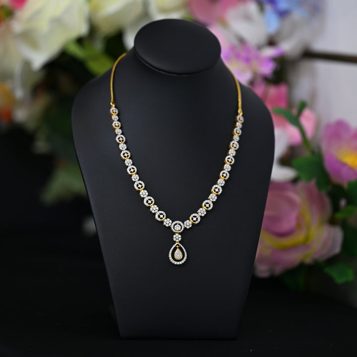 9K YG Princess Diamond Necklace with 18K Chain- 1pc