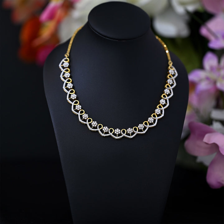 9K YG Princess Diamond Necklace with 18K Chain- 1pc