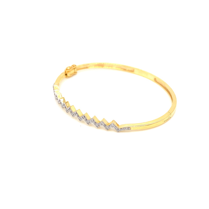 14K YG Screw Diamond Bangle- 1pc