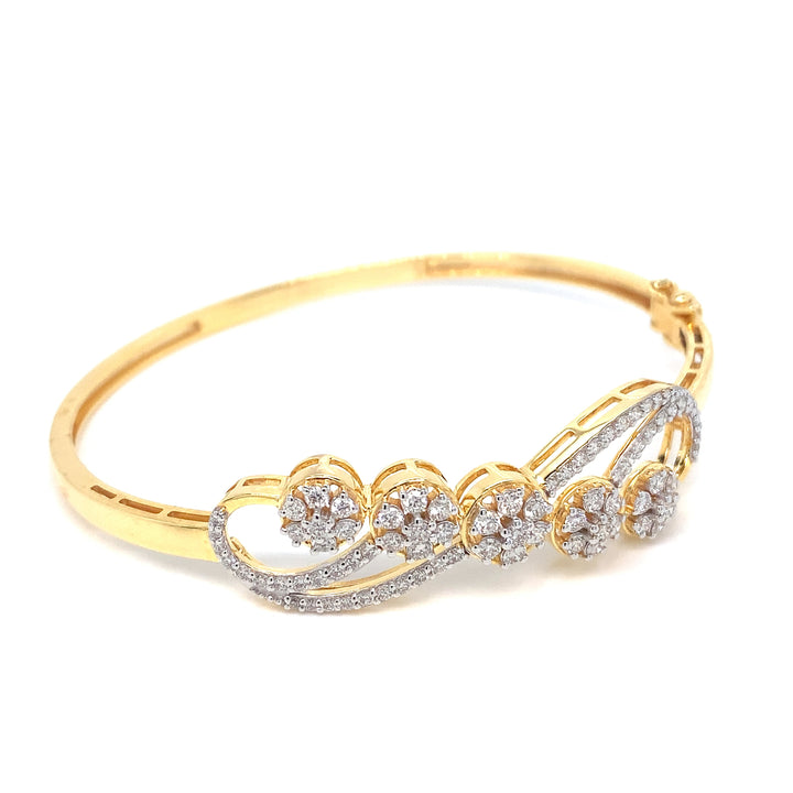 14K YG Screw Diamond Bangle-1pc