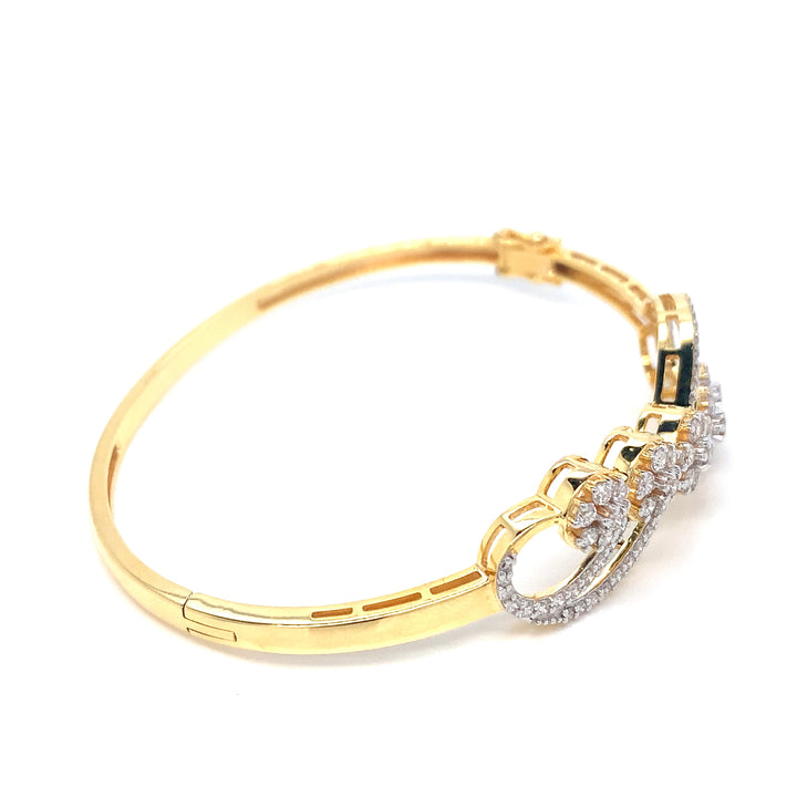 14K YG Screw Diamond Bangle-1pc