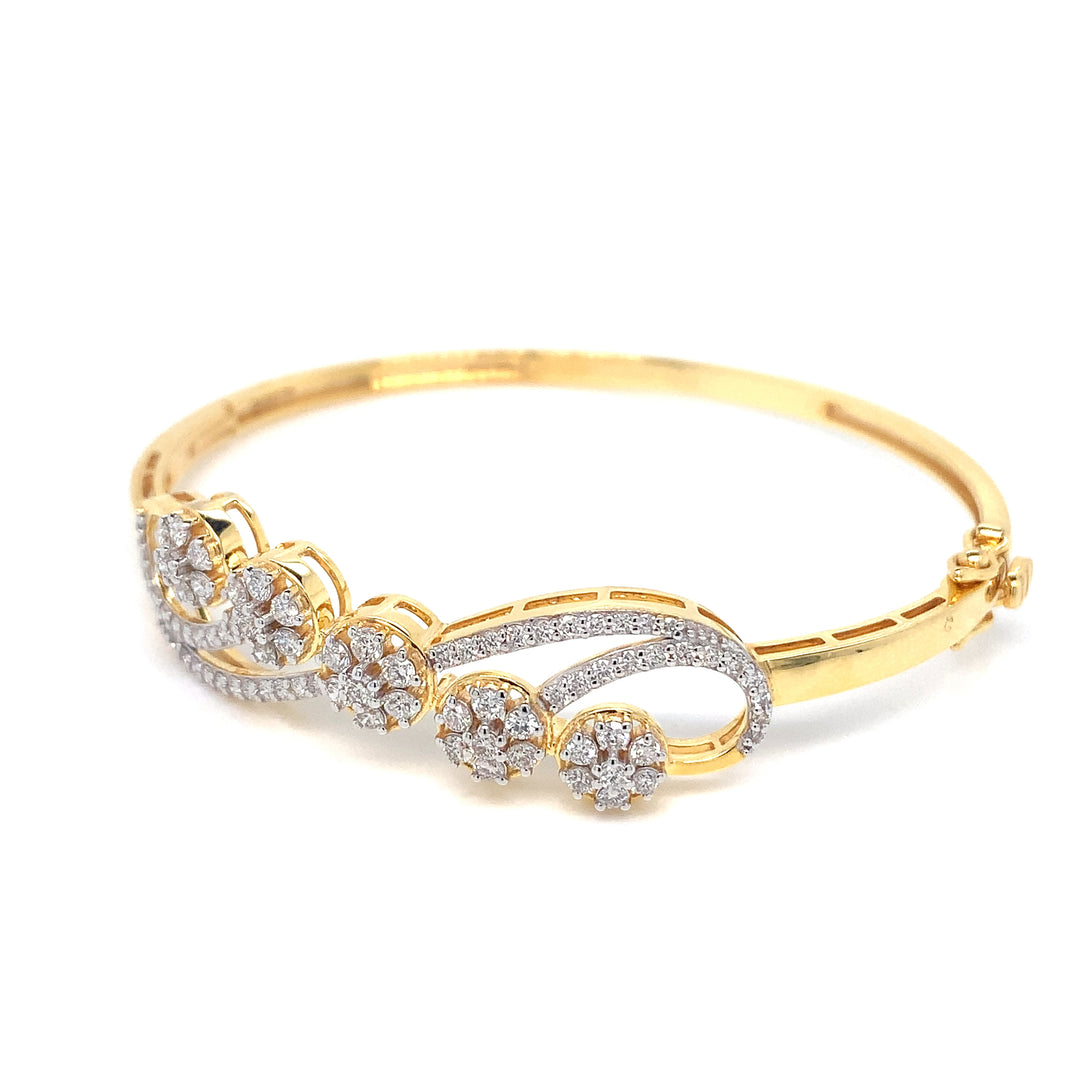 14K YG Screw Diamond Bangle-1pc