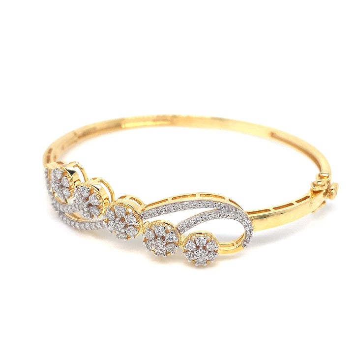 14K YG Screw Diamond Bangle-1pc