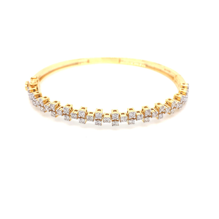 14K YG Screw Diamond Bangle-1pc