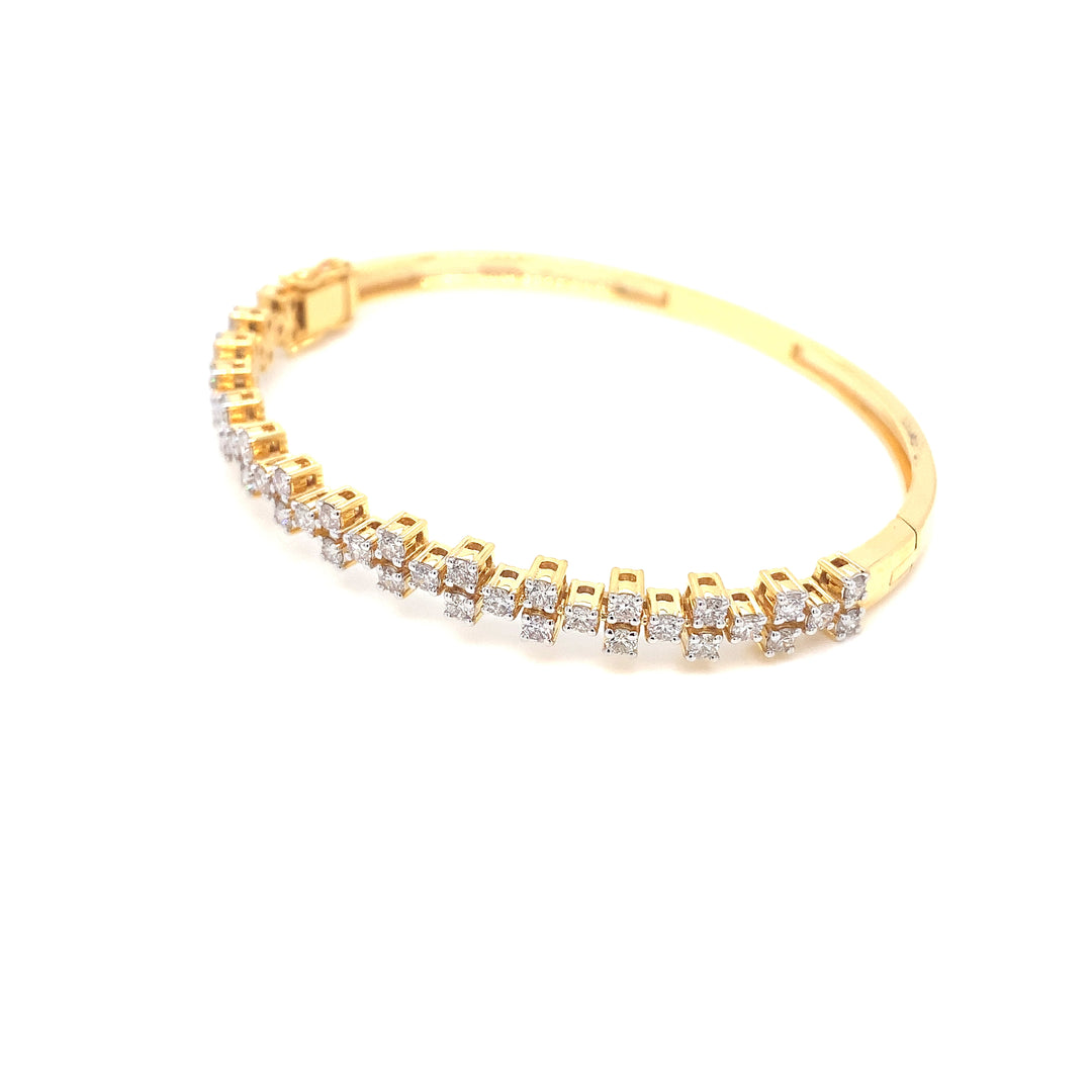 14K YG Screw Diamond Bangle-1pc