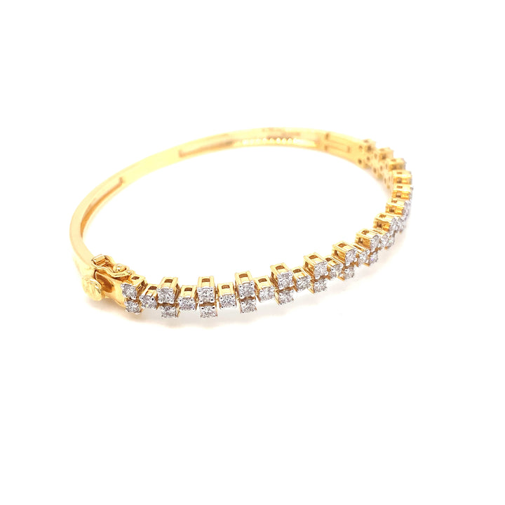 14K YG Screw Diamond Bangle-1pc