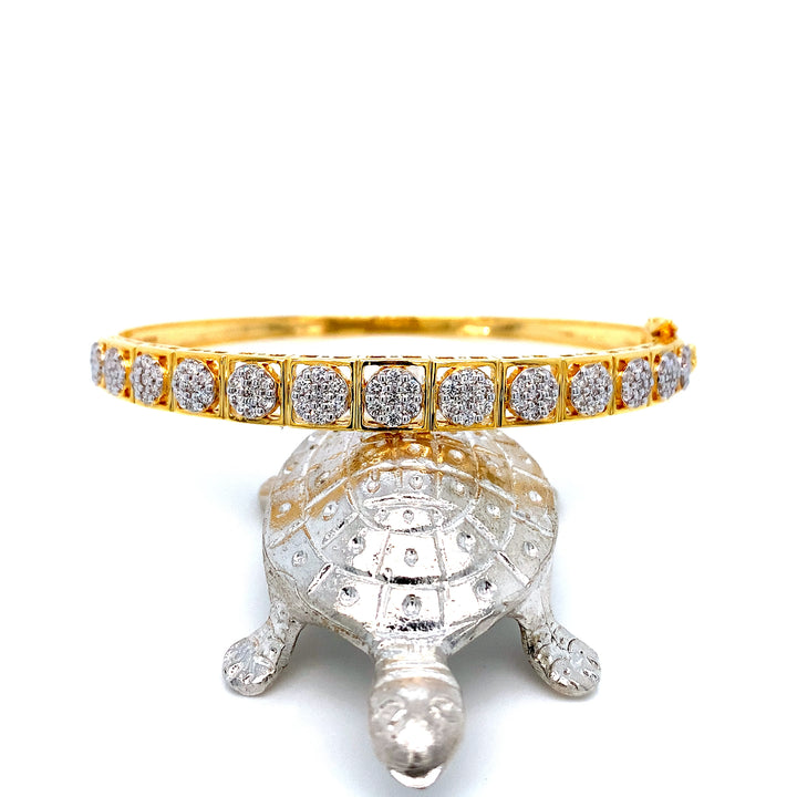 14K YG Screw Diamond Bangle-1pc