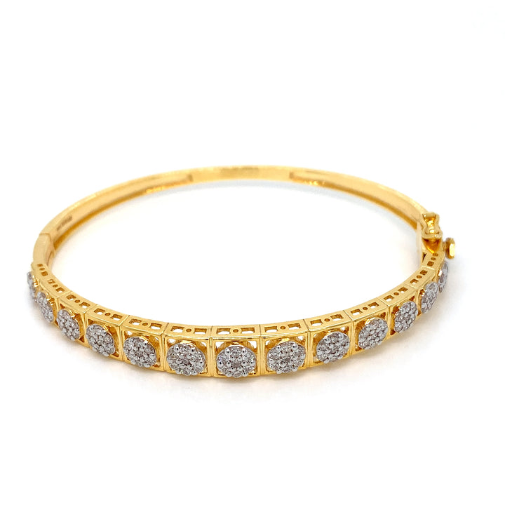 14K YG Screw Diamond Bangle-1pc