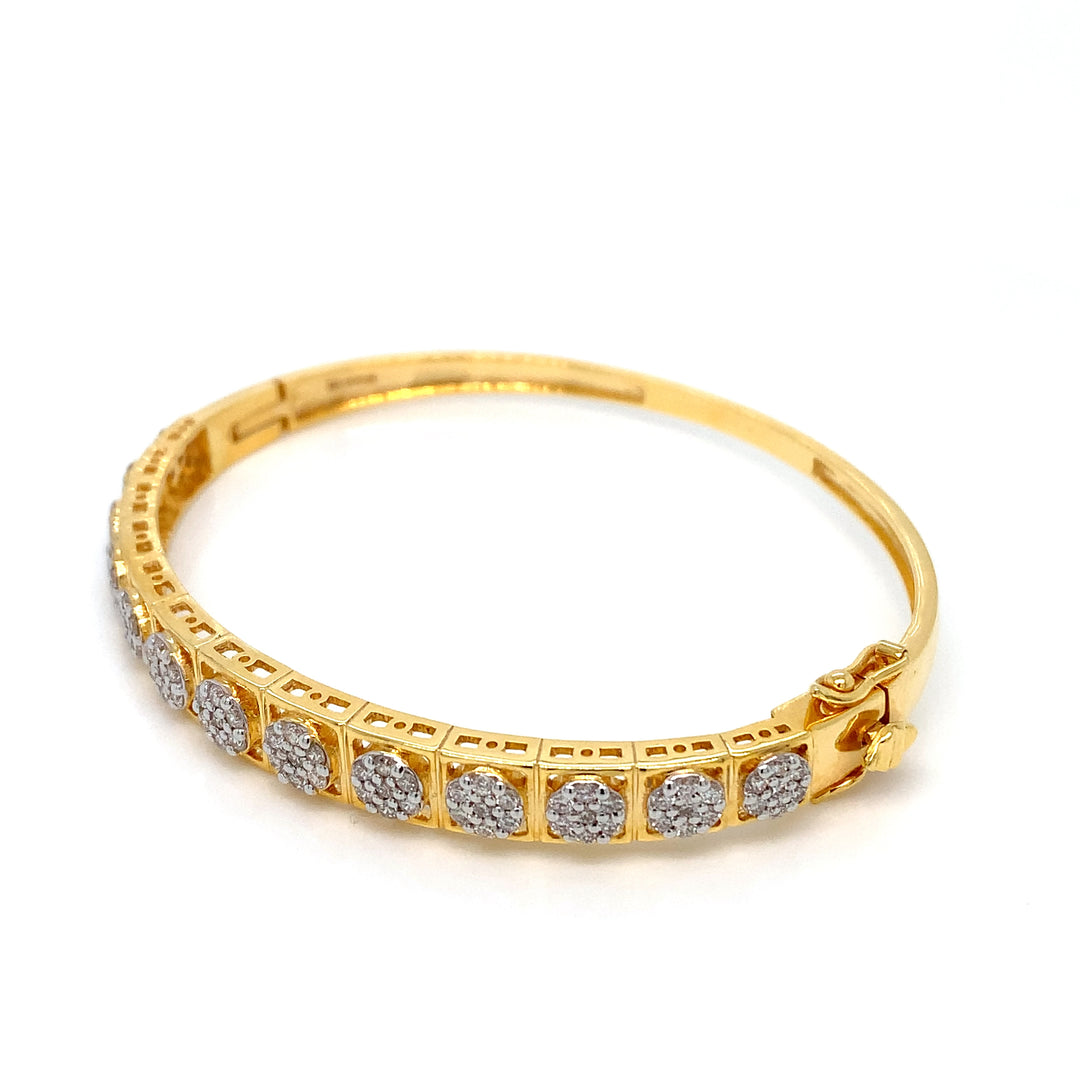 14K YG Screw Diamond Bangle-1pc