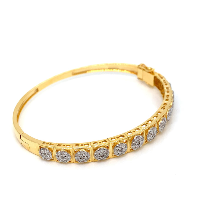 14K YG Screw Diamond Bangle-1pc