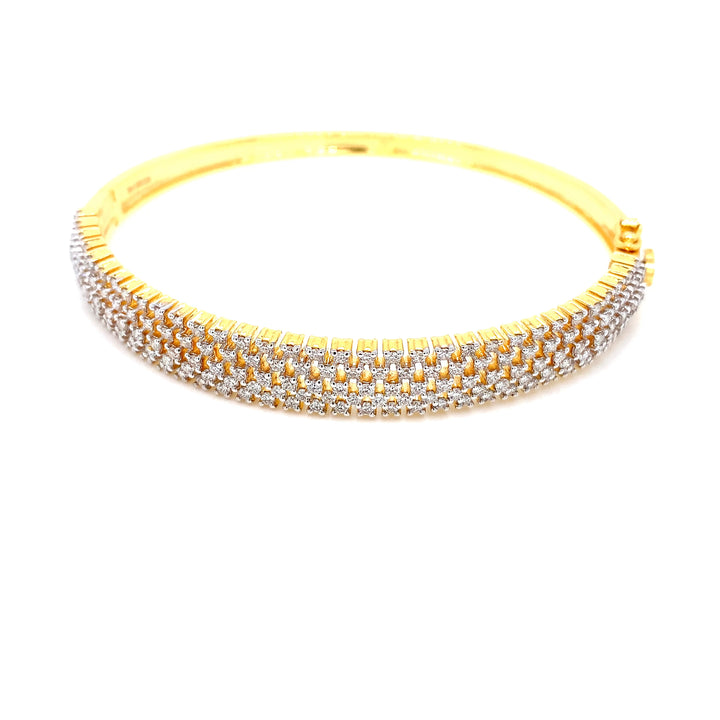 14K YG Screw Diamond Bangle-1pc