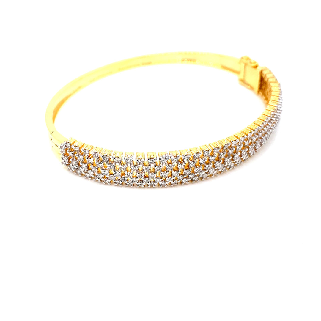 14K YG Screw Diamond Bangle-1pc