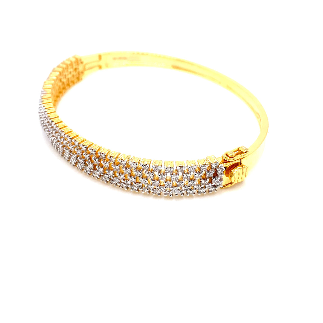 14K YG Screw Diamond Bangle-1pc