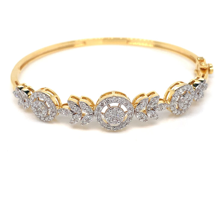 14K YG Screw Diamond Bangle-1pc