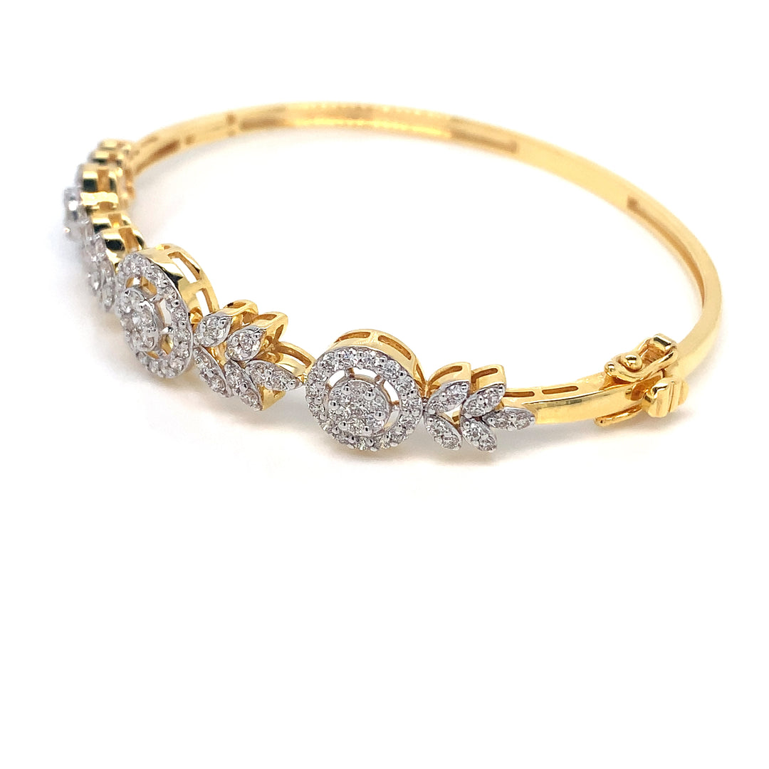 14K YG Screw Diamond Bangle-1pc