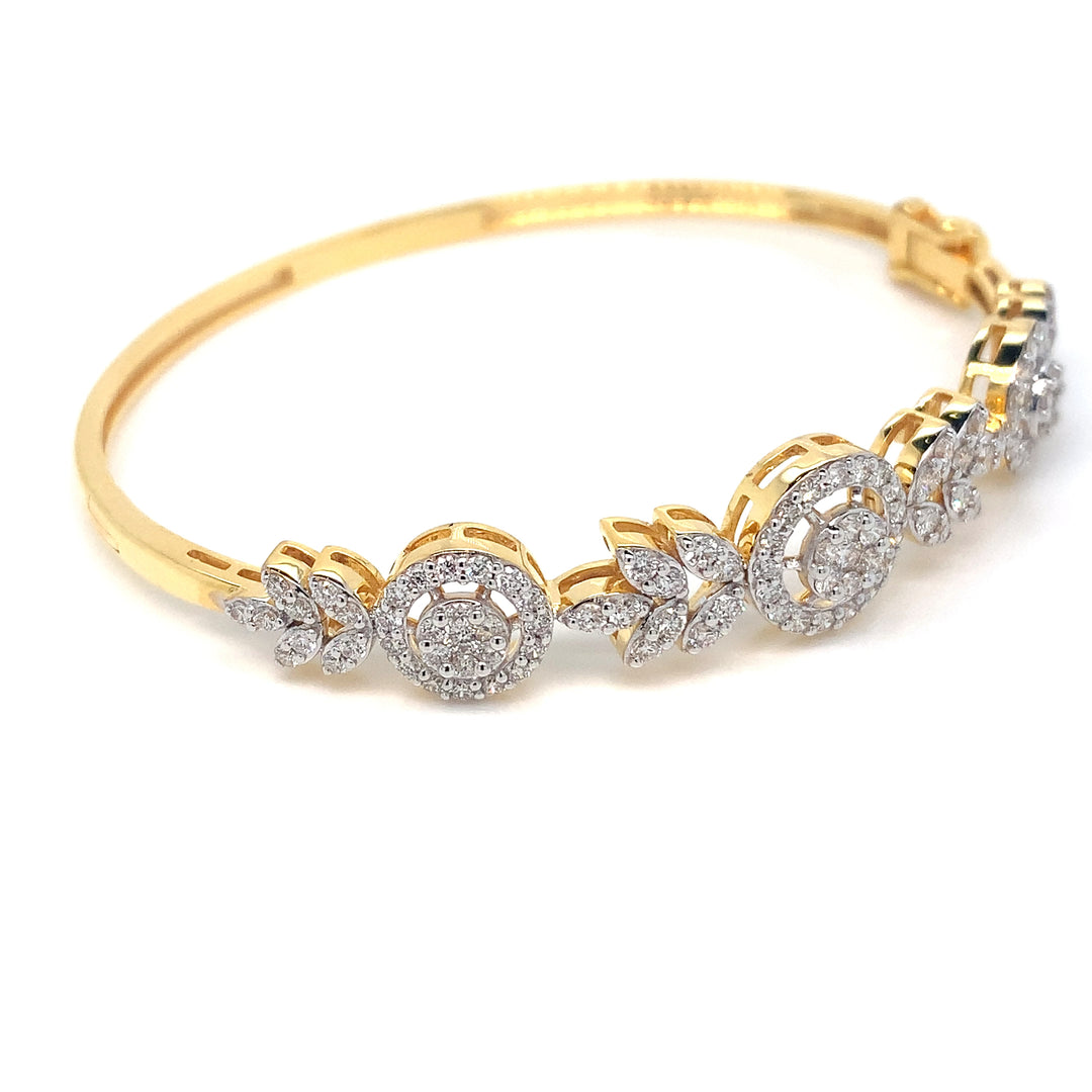 14K YG Screw Diamond Bangle-1pc