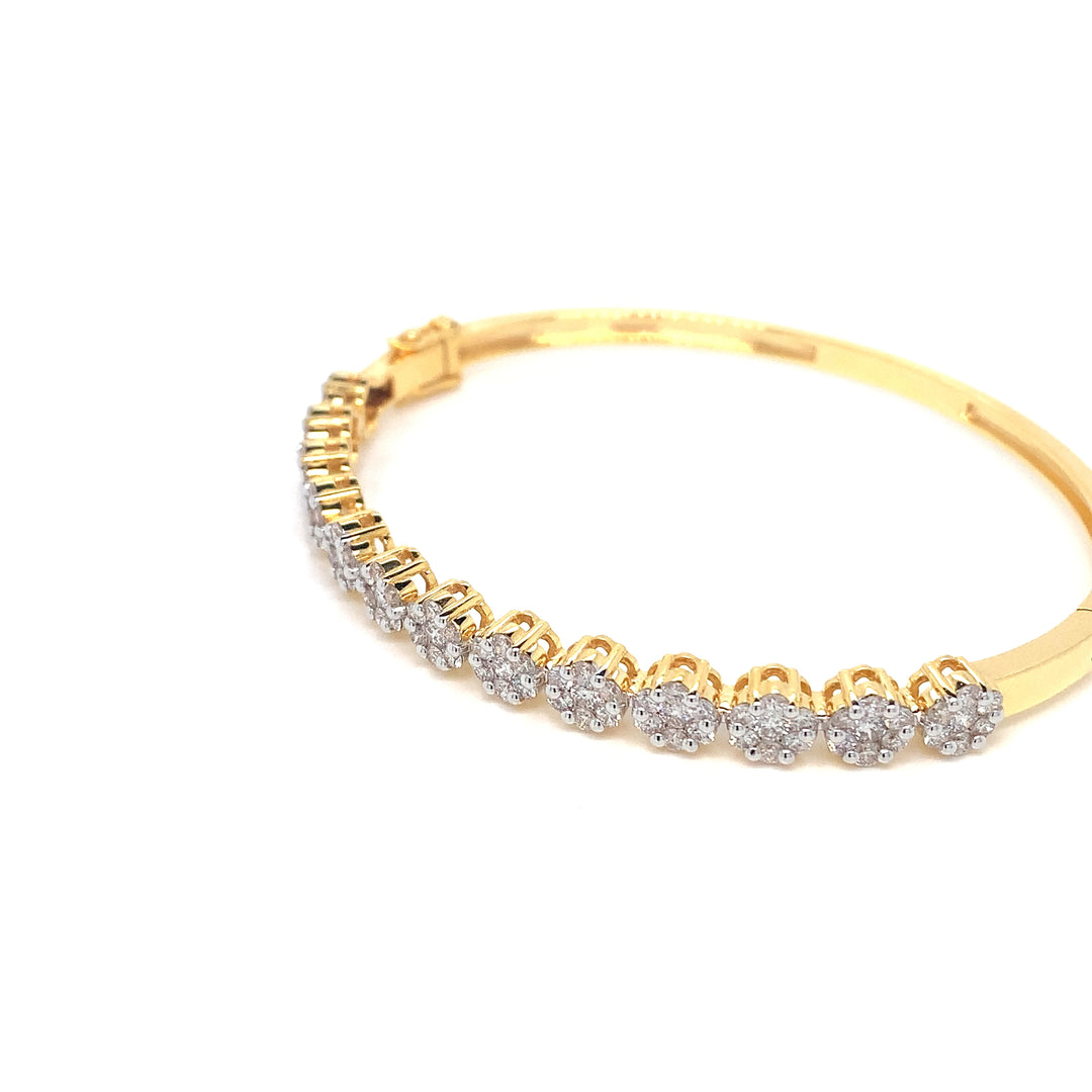 14K YG Screw Diamond Bangle-1pc