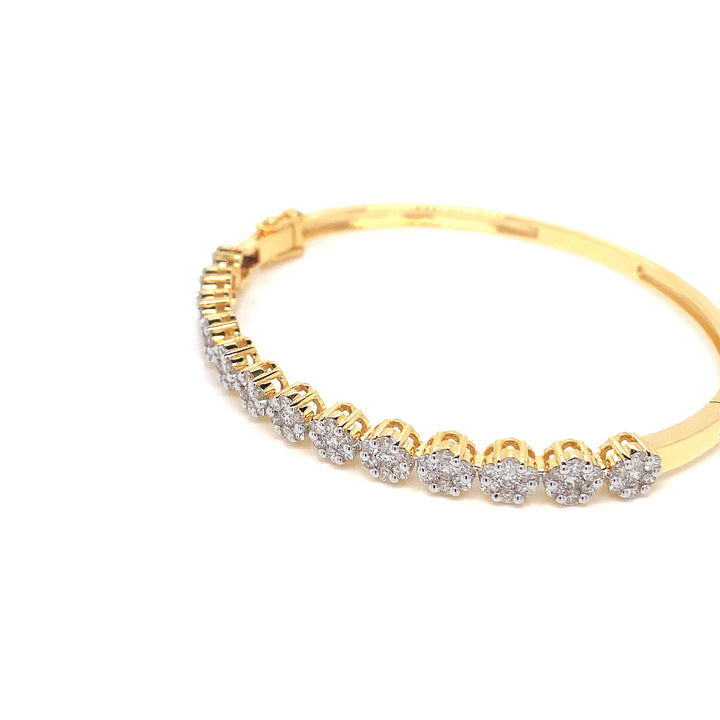 14K YG Screw Diamond Bangle-1pc