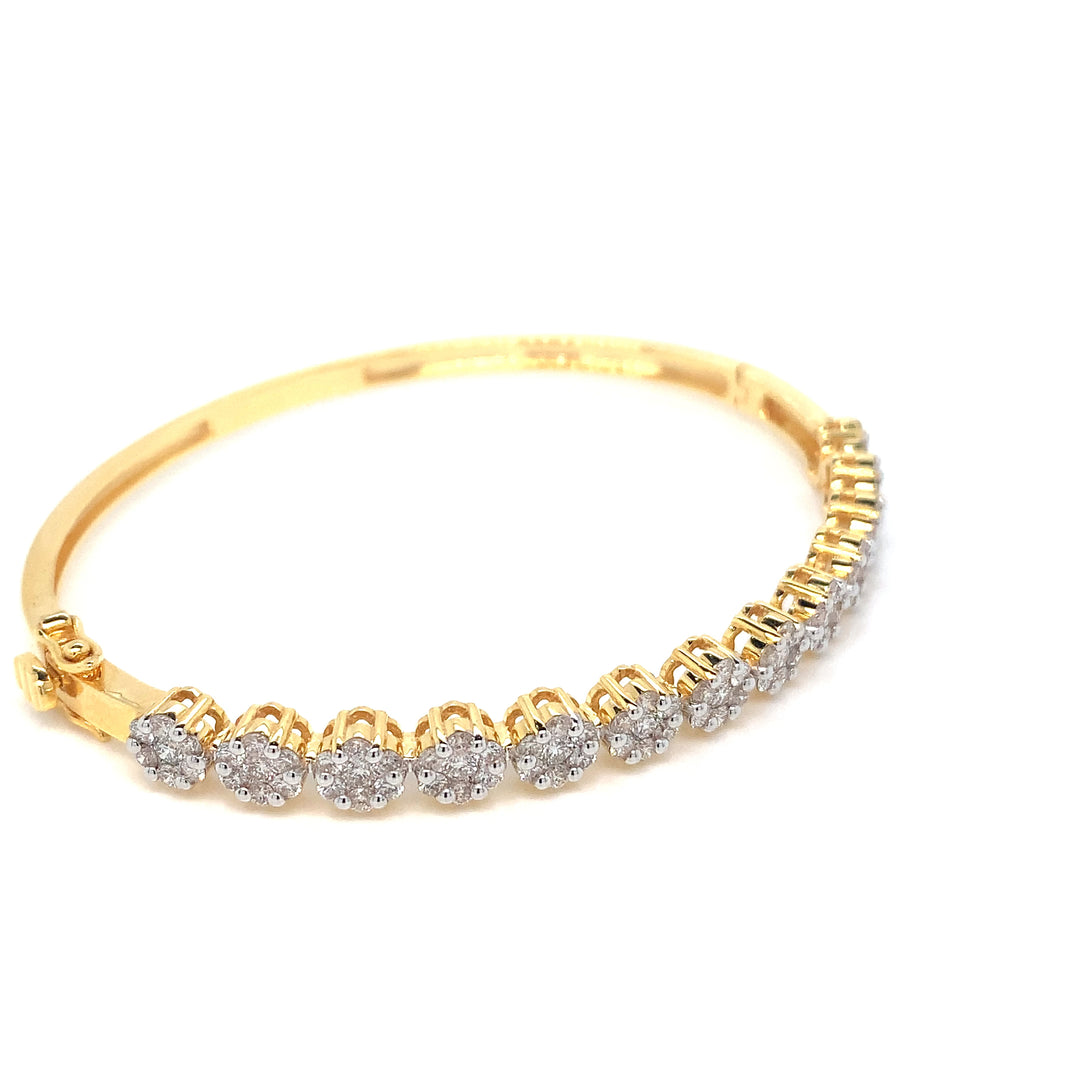 14K YG Screw Diamond Bangle-1pc